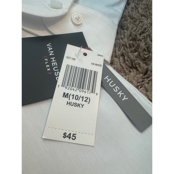 Van Heusen Flex Boys White Dress Shirt Tie Set M 10/12 Husky NWT - Picture 3 of 4